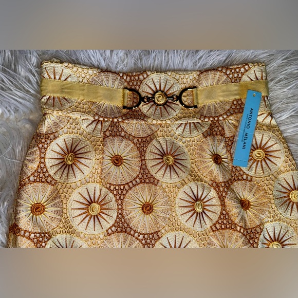 New Antonio Melani Elegant Yellow Pencil Crochet Skirt, Size 0, $120 - Picture 4 of 6